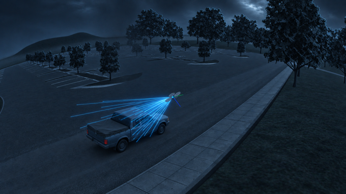 Vision-system simulation following a vehicle on a road